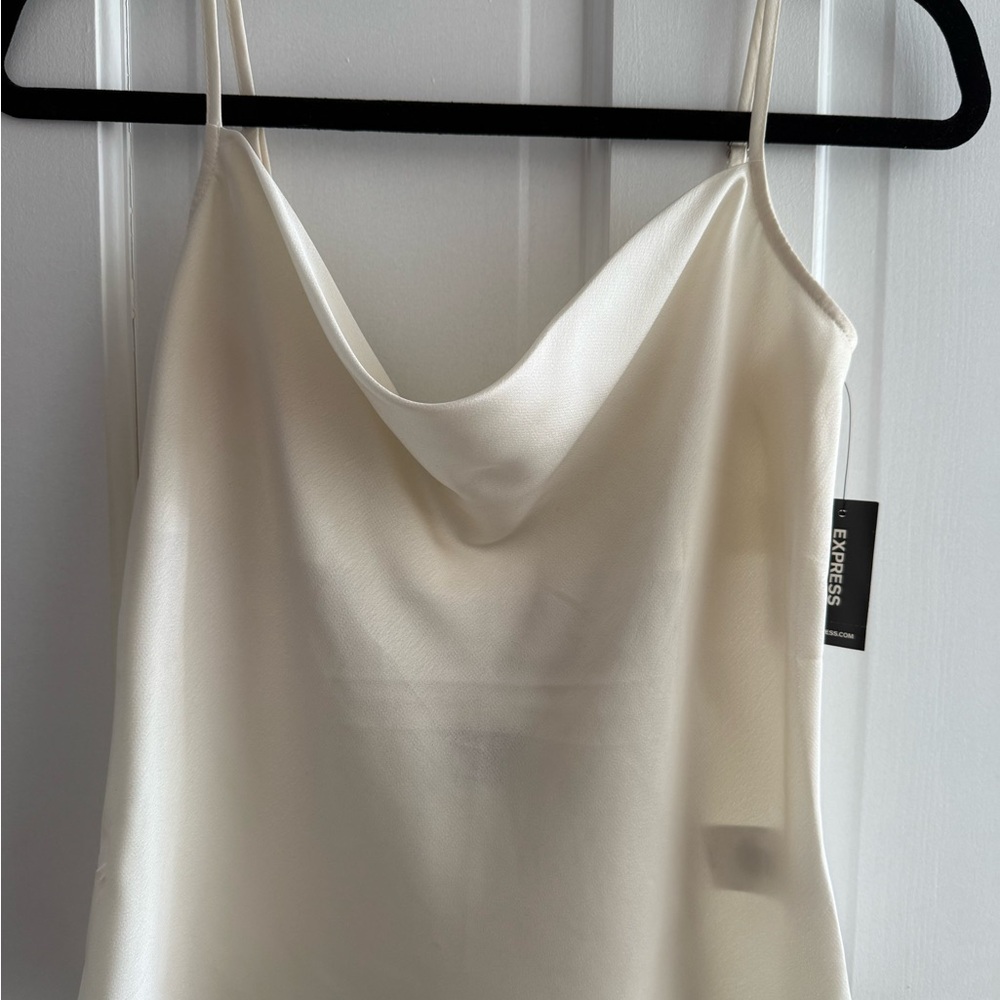 Express Satin Cowl Neck Camisole in Ivory